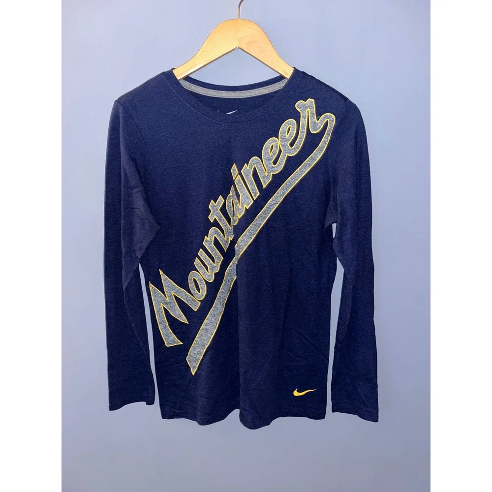 Nike Mountaineers‎ West Virginia WVU Long Sleeve Shirt Men's Large Slim Fit